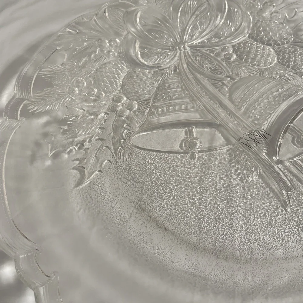 Vintage Mikasa Crystal‎ Holiday Bells Hostess Platter RC197/516 14 3/4